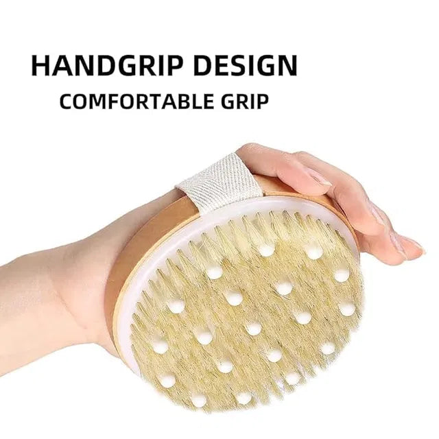 Wood Bath Brush for Men and Women Loofah Bath Sponge with Handle Soft Nylon Mesh Back Cleaner