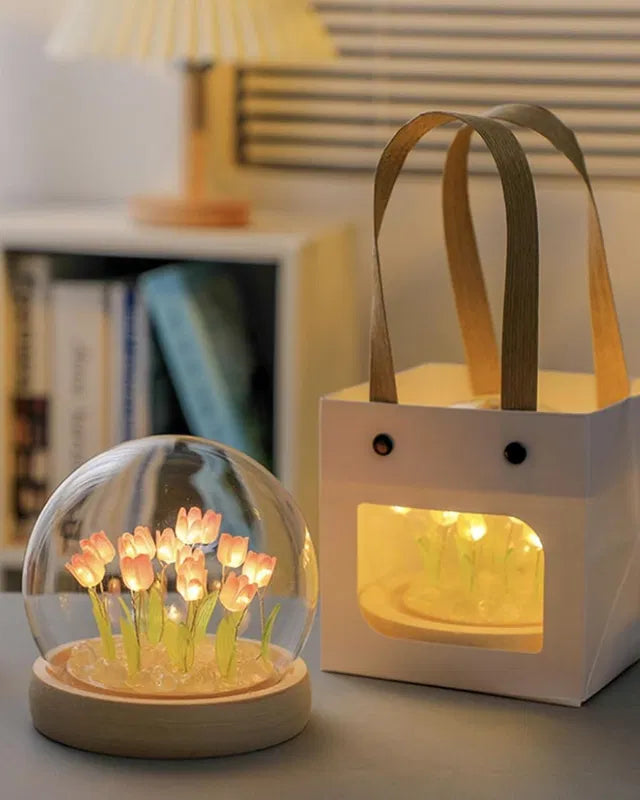 Round Tulip Light.Round Tulip LED Night Lamp – Soft Decorative Flower Light for Bedroom & Home Decor