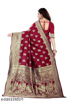 Banarasi Silk Saree With Blouse For Women (Red, 6.3M)Red Banarasi Silk Saree with Blouse Piece (6.3 m) Traditional Wedding & Festive Wear
