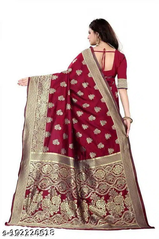 Banarasi Silk Saree With Blouse For Women (Red, 6.3M)Red Banarasi Silk Saree with Blouse Piece (6.3 m) Traditional Wedding & Festive Wear
