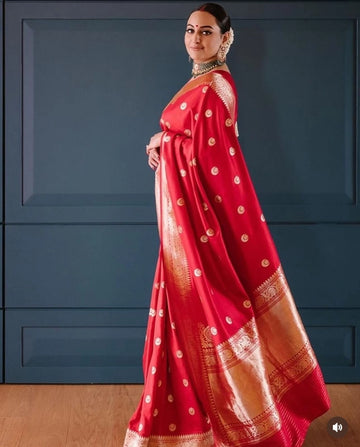 Multicolor Banarasi Silk Zari Woven Saree with Blouse Piece (6.3 m) Traditional Ethnic Wear