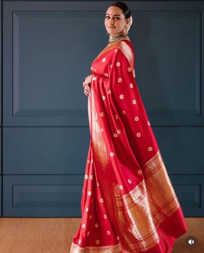Multicolor Banarasi Silk Zari Woven Saree with Blouse Piece (6.3 m) Traditional Ethnic Wear