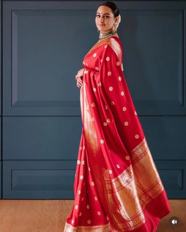Multicolor Banarasi Silk Zari Woven Saree with Blouse Piece (6.3 m) Traditional Ethnic Wear