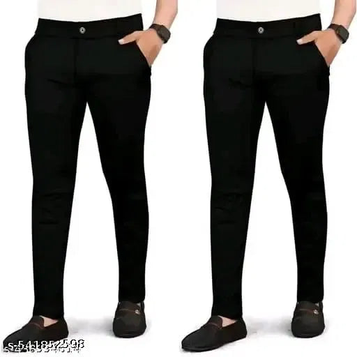 “Cotton Blend Trousers for Men – Pack of 2 Comfortable Regular Fit Pants for Office, Casual & Daily Wear”