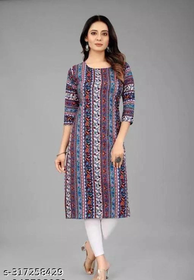 Crepe Printed Kurti for Women (Teal, S)Crepe Printed Kurti for Women (Teal, S) – Stylish Casual, Office & Daily Wear Ethnic Kurta