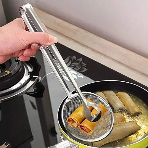 Multifunctional 2 in 1 Stainless-Steel Oil Frying Tong Spoon.Perfect for Frying & Serving Foods.