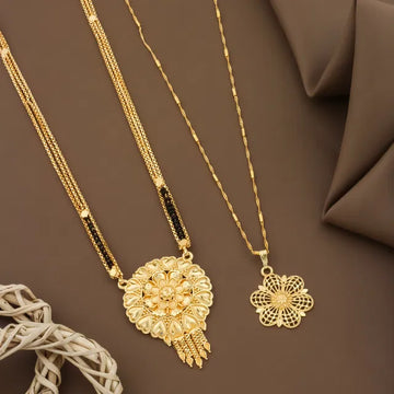 Mangalsutra Ki Mala Design With Moti Chen Ladi Lomg and short Combo Set [ BUY 1 GET 1 FREE ]