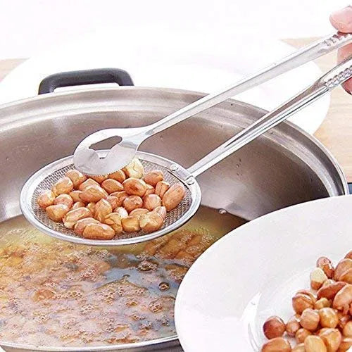 Multifunctional 2 in 1 Stainless-Steel Oil Frying Tong Spoon.Perfect for Frying & Serving Foods.