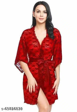 Babydolls for Women (Red, Free Size) (Set of 1)Women Red Babydoll Nightwear Lace Lingerie (Free Size) – Elegant & Comfortable Night Dress