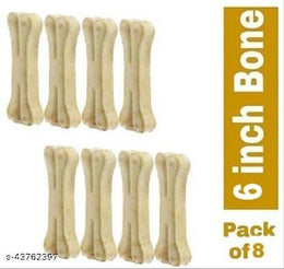Rawhide Bone Treat for Pet (Pack of 8)Rawhide Bone Treat for Pets (Pack of 8) | Long-Lasting Chew for Dental Care & Training