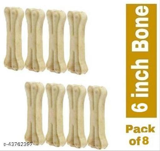 Rawhide Bone Treat for Pet (Pack of 8)Rawhide Bone Treat for Pets (Pack of 8) | Long-Lasting Chew for Dental Care & Training