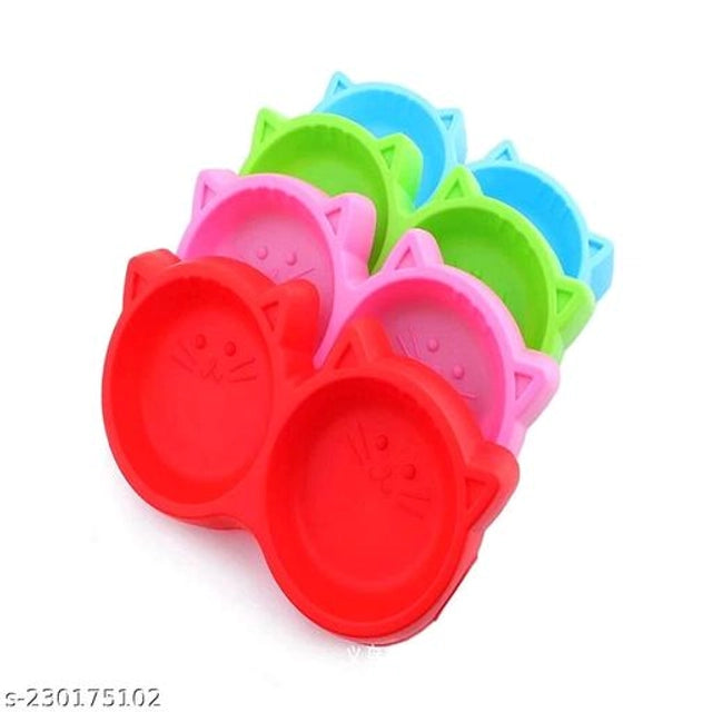 Plastic 2 in 1 Feeding Bowl for Pet (Multicolor, Pack of 2)Plastic 2 In 1 Feeding Bowl For Dogs & Cats (Multicolor, Pack Of 2) | Dual Food & Water Pet Bowl Set