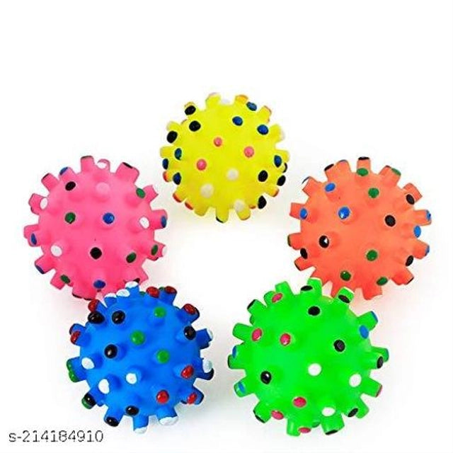 Silicone Playing Corona Ball (Multicolor, Pack of 4)Silicone Playing Corona Ball (Multicolor, Pack Of 4) | Durable Interactive Pet Chew & Play Balls