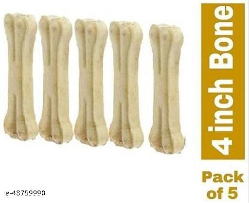 Natural Pressed Rawhide Dog Chew Bones (Pack of 5) - Long Lasting Teething Treats for Puppies & Adult Dogs, Dental Care Stick for Tartar Removal & Strong Jaw