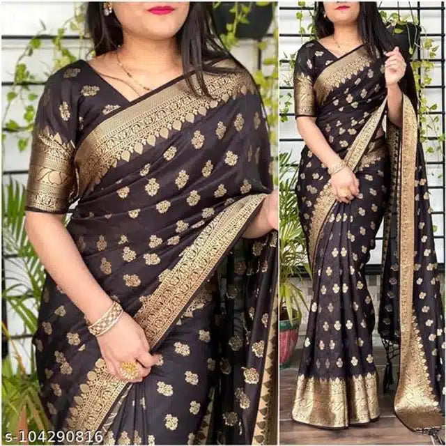 Jacquard Saree For Women (Brown, 6.3m)Brown Jacquard Saree with Blouse Piece (6.3 m) Elegant Traditional Wear for Women