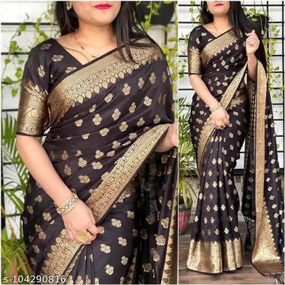 Jacquard Saree For Women (Brown, 6.3m)Brown Jacquard Saree with Blouse Piece (6.3 m) Elegant Traditional Wear for Women