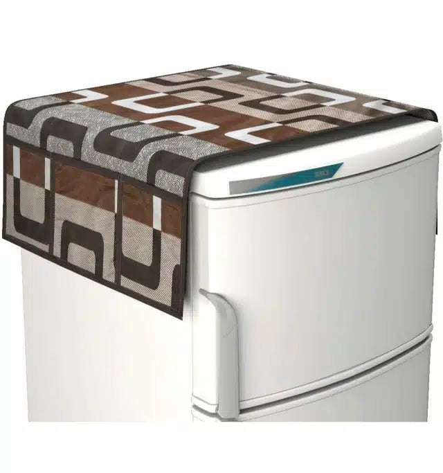 Knit Printed Fridge 3 Pcs Mat with Top & Handle Cover (Multicolor, Set of 1)Knit Printed Fridge Mat Set (3 Pcs) with Top & Handle Cover | Dustproof Refrigerator Shelf & Top Protection | Multicolor Kitchen Organizer