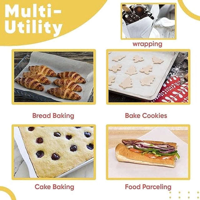 Food Wrapping Butter Paper Roll (500 g)Food Wrapping Butter Paper Roll 500g | Oil Proof Non-Stick Baking & Food Packing Paper | Heat Resistant Food Grade Paper