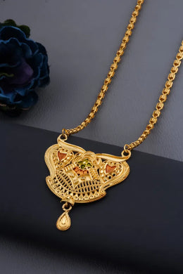 Traditional Gold Plated Long Mangalsutra for Women with Chain Ladi Mala Design - 30 Inch Ethnic Black Beads Tanmaniya Necklace for Wedding & Anniversary