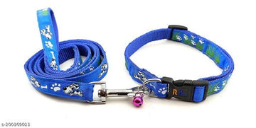 Neck Coller Belt with 5 Feet Leash for Pet (Multicolor, 0.15 inches) (Set of 1)
