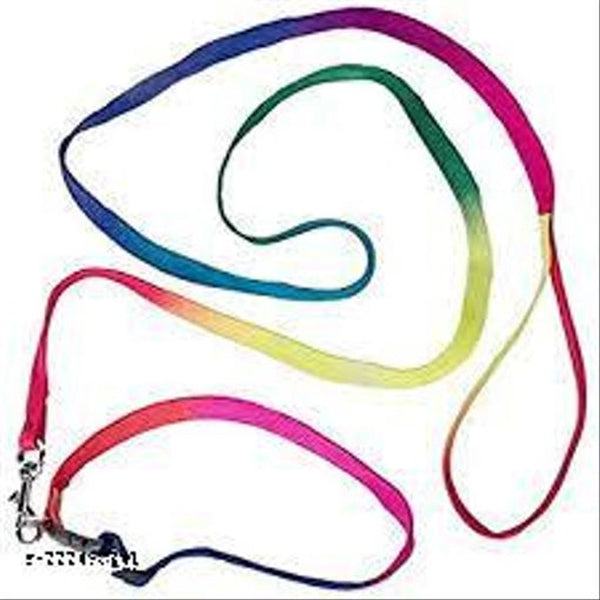 Nylon Harness with 5 Feet Leash for Dog (Multicolor, 0.15 inches) (Set of 1)
