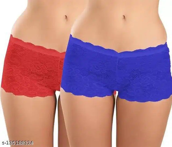 Net Briefs for Women (Red & Blue, 6XL) (Set of 2)Net Briefs for Women Red & Blue 6XL (Pack of 2) | Soft Stretchable Breath­able Innerwear Panties