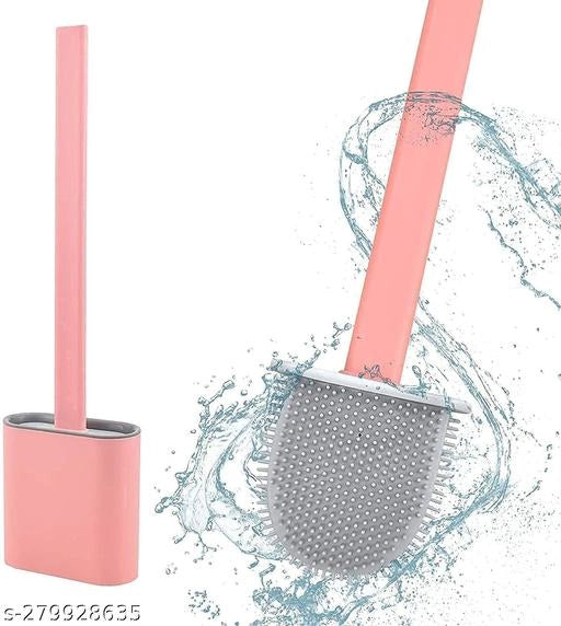 Silicone Water Drop Toilet Brush and Holder Set (Multicolor, Set of 1)Silicone Water Drop Toilet Brush and Holder Set | Flexible Deep Cleaning Bathroom Brush (Multicolor)
