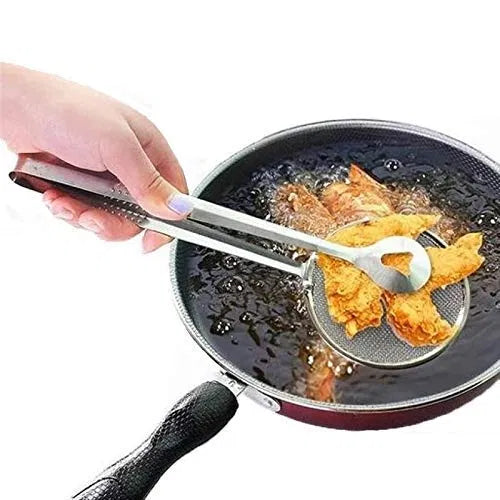 Multifunctional 2 in 1 Stainless-Steel Oil Frying Tong Spoon.Perfect for Frying & Serving Foods.
