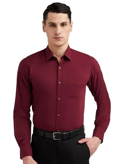 Men’s Maroon Slim Fit Formal & Casual Shirt Full Sleeve Solid Shirt Pack of 1