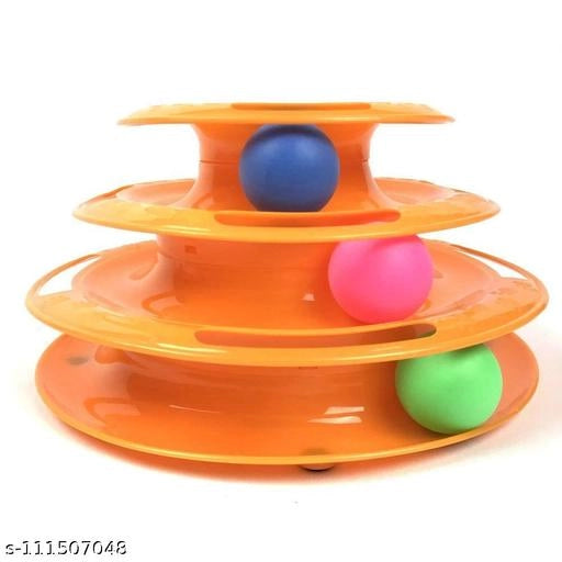 Plastic 3 Layer Tower for Cat (Multicolor) Plastic 3 Layer Tower for Cat Multicolor | Interactive Cat Toy with Rolling Balls | Durable Play Tower for Indoor Cats