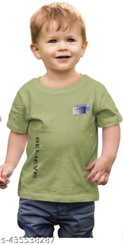 Cotton Blend Round Neck Printed T-Shirt for Boys (Green, 3-4 Years).Comfortable cotton blend round neck printed T-shirt for boys aged 3–4 years. Soft, breathable, and perfect for daily wear.