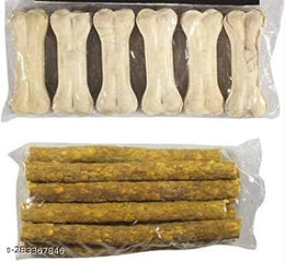 Pressed Dog Bone (4 Pcs) with Munchy Chicken Sticks (400 g) (Set of 2)