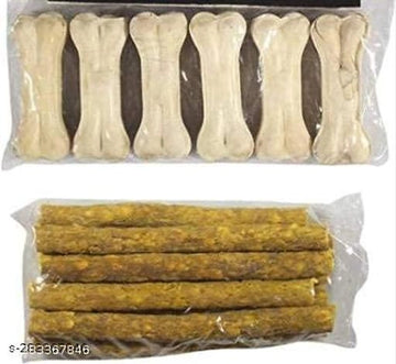 Pressed Dog Bone (4 Pcs) with Munchy Chicken Sticks (400 g) (Set of 2)