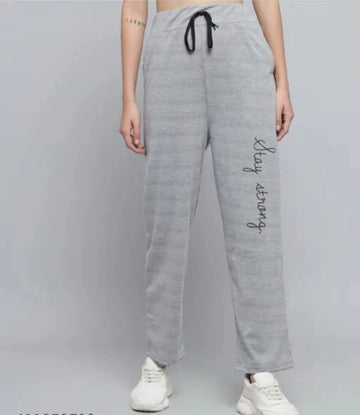 Cotton Blend Straight Fit Trouser for Women (Grey, M)