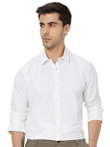 Men’s White Slim Fit Formal & Casual Shirt Full Sleeve Solid Shirt Pack of 1