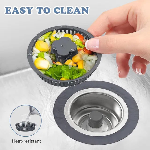 3-in-1 Sink Drain Strainer.3-in-1 Anti-Clog Strainer & Plug.Stainless Sink Drain Strainer – Food Waste Catcher & Water Stopper.