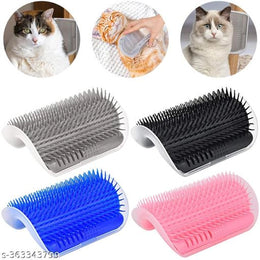 Plastic Cat Self Groomer (Multicolor, Pack of 4).Plastic Cat Self Groomer (Pack of 4) – Wall Corner Self-Scratching & Fur Grooming Brush for Cats (Multicolor)