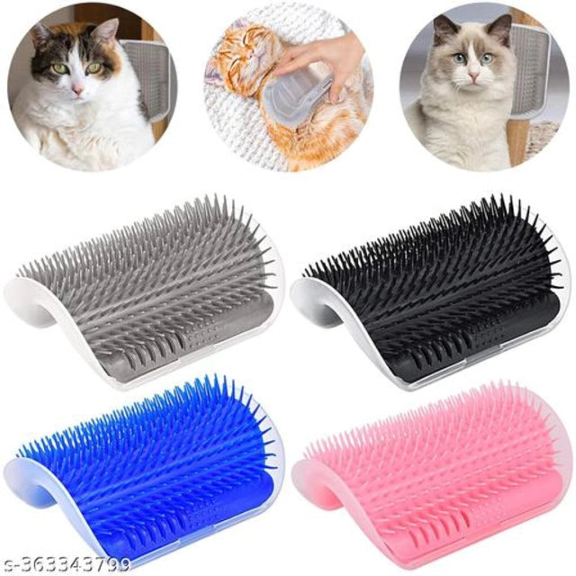 Plastic Cat Self Groomer (Multicolor, Pack of 4).Plastic Cat Self Groomer (Pack of 4) – Wall Corner Self-Scratching & Fur Grooming Brush for Cats (Multicolor)