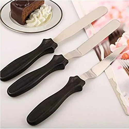 Multi Function Stainless Steel Spatula Palette Knife for Cake Icing, Mixing, Baking Knife -3-Pieces Set - Random Color.