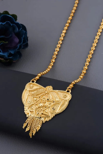 Traditional Gold plated Ki Mala Design With Moti Chen Ladi Long Mangalsutra