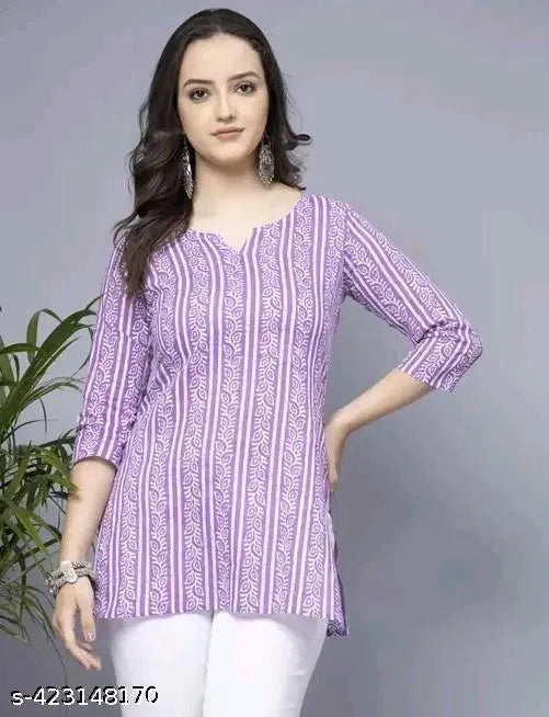 Lavender Short Kurti, Stylish Women's Pure Cotton kurti