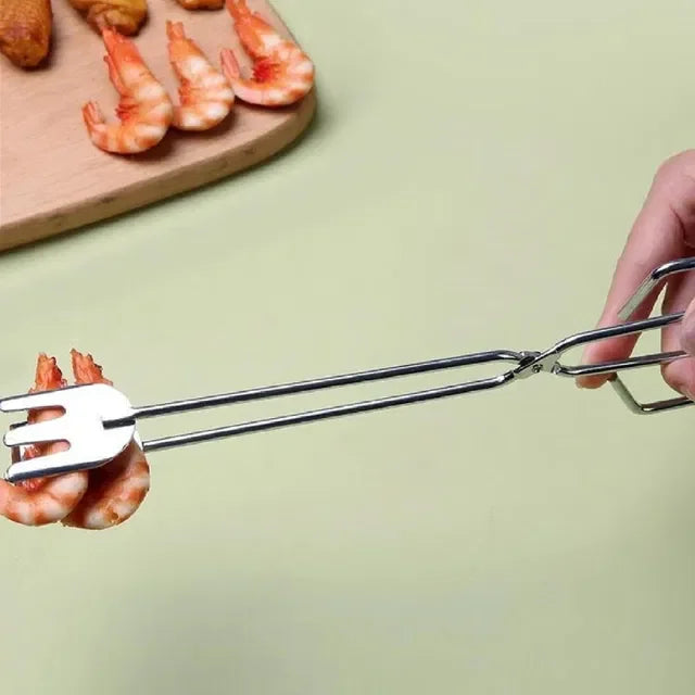 Multifunctional Stainless Steel Metal BBQ Grill Tong | Heavy-Duty Heat-Resistant Cooking Tool for Barbecue, Outdoor Grilling, Kitchen Use, Steak, Fish & Vegetables