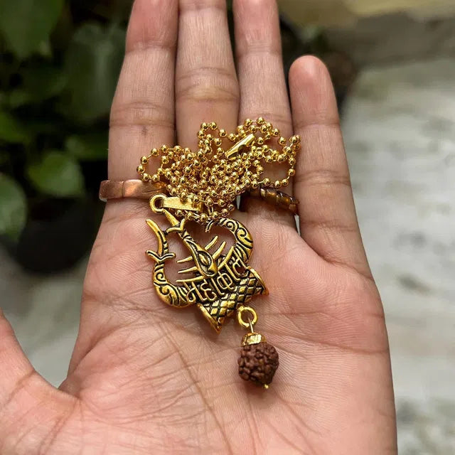 Spiritual Necklace Shiva Trishul damaru Necklace.Shiva Trishul Damaru Necklace – Spiritual Mahadev Pendant for Protection & Blessings