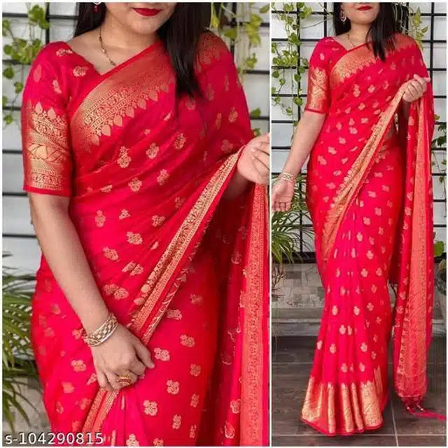 Jacquard Saree For Women (Brown, 6.3m)Brown Jacquard Saree with Blouse Piece (6.3 m) Elegant Traditional Wear for Women