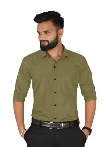 Men’s Mehandi Slim Fit Formal & Casual Shirt Full Sleeve Solid Shirt Pack of 2