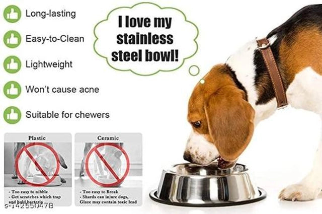 Stainless Steel Feeding Bowls for Pet (Multicolor, 800 ml)Stainless Steel Pet Feeding Bowl (800 ml) – Durable Anti-Slip Food & Water Bowl for Dogs & Cats (Multicolor)