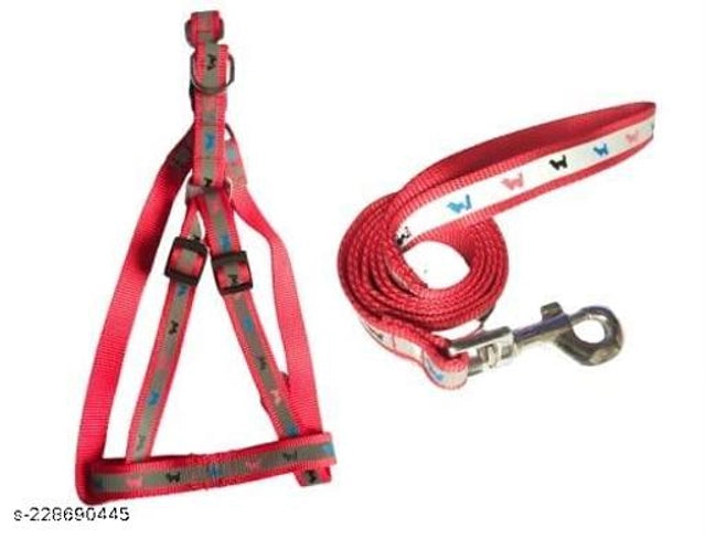 Nylon 0.15 inches Body Harness with 5 Feet Leash for Dog (Multicolor, S) (Set of 1)