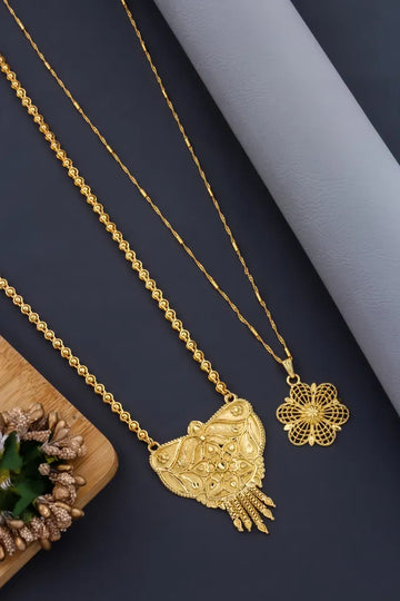 Mangalsutra Ki Mala Design With Moti Chen Ladi Lomg and short Combo Set [ BUY 1 GET 1 FREE ]
