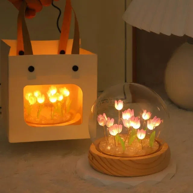 Round Tulip Light.Round Tulip LED Night Lamp – Soft Decorative Flower Light for Bedroom & Home Decor