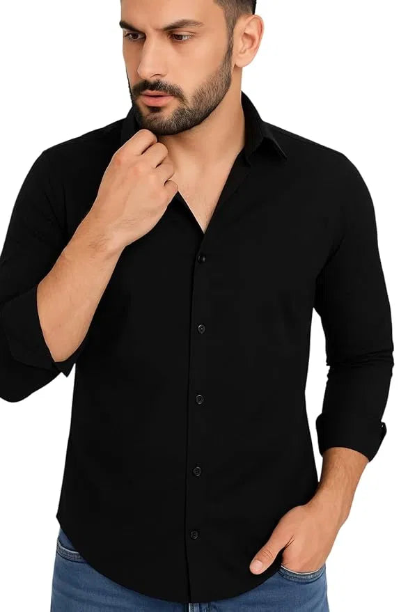 Men’s Black Slim Fit Formal & Casual Shirt Full Sleeve Solid Shirt Pack of 3